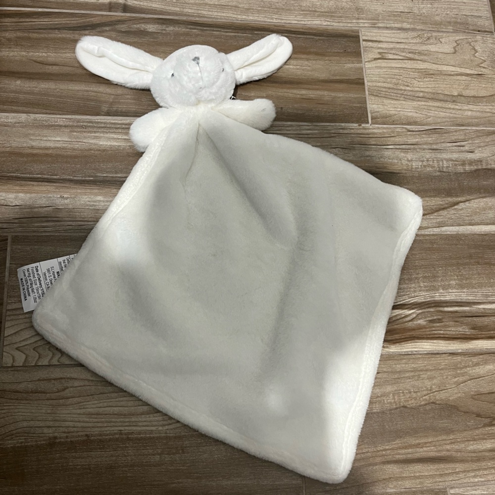 Soft White Bunny Lovey Security Blanket for Kids